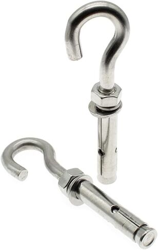 2Pcs Expansion Hook M8 Open Heavy Duty Expansion Screw Hook Anchor Bolt Cup Concrete Brick Hook 304 Stainless Steel (with Spring Buckle) in Saudi Arabia