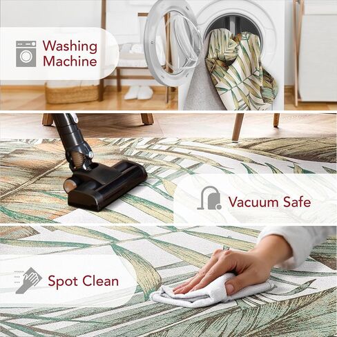 nuLOOM Elen Machine Washable Natural Leaves Ultra Thin Accent Rug, 2' x 3', Olive in Saudi Arabia