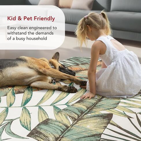 nuLOOM Elen Machine Washable Natural Leaves Ultra Thin Accent Rug, 2' x 3', Olive in Saudi Arabia