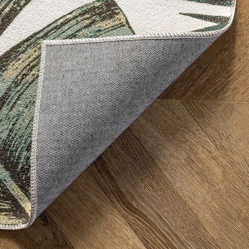 nuLOOM Elen Machine Washable Natural Leaves Ultra Thin Accent Rug, 2' x 3', Olive in Saudi Arabia