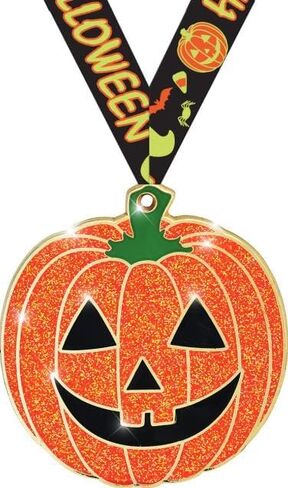 Halloween Pumpkin Medals - 2.25" Pumpkin Glitter Halloween Medal Awards Prime in Saudi Arabia