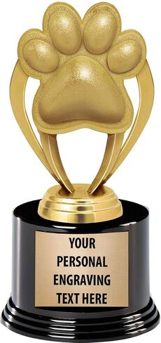 Crown Awards Paw Print Trophies with Custom Engraving, 7.25" Personalized Gold Paw Print Trophy On Deluxe Round Base Prime in Saudi Arabia