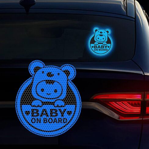 قطعتان من ملصقات الطفل على متن السيارة، ملصقات وملصقات تحذيرية للسلامة من Nouiroy Baby Super قوية عاكسة للضوء لطفل الكوالا في السيارة (أزرق) in Saudi Arabia