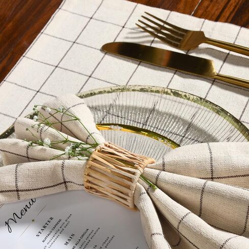 Folkulture Napkin Rings Set of 6, Farmhouse Napkin Rings for Dinner Tables, Napkin Rings Holder for Wedding, Housewarming, Home or for Parties, Handwoven Rattan in Saudi Arabia