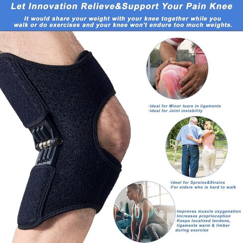 Joint Support Knee Brace(Upgraded), 2 Pack Knee Support Brace for Women & Men, Spring Knee Stabilizer Powerful Rebound Non‑Slip Knee Support for Knee Pain Relief Meniscus Tear Sport, Black in Saudi Arabia