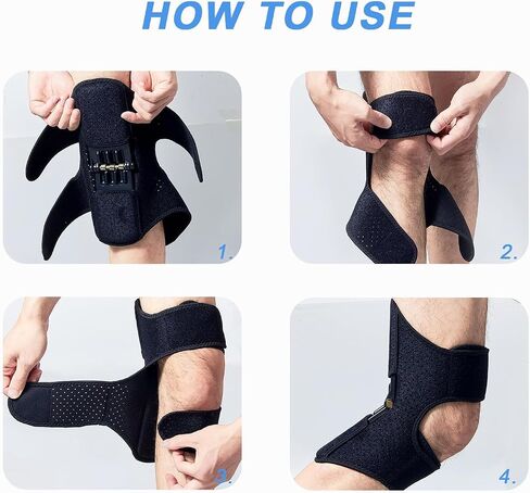 Joint Support Knee Brace(Upgraded), 2 Pack Knee Support Brace for Women & Men, Spring Knee Stabilizer Powerful Rebound Non‑Slip Knee Support for Knee Pain Relief Meniscus Tear Sport, Black in Saudi Arabia