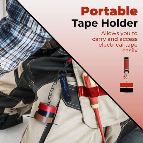OHLECTRIC Professional Grade Vinyl Black Electrical Tape with Electricians Tape Holder Chain, Keyring and Trigger Snap Hook - 7Mm Thick, 3/4" x60' Size- 10-Pack Tape with 1 Tape Holder Chain in Saudi Arabia