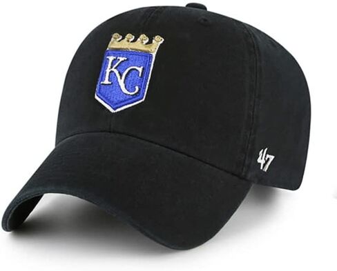 '47 Kansas City Royals Hat Mens Womens Clean Up Adjustable Baseball Cap, Cooperstown Logo, Black, One Size in Saudi Arabia