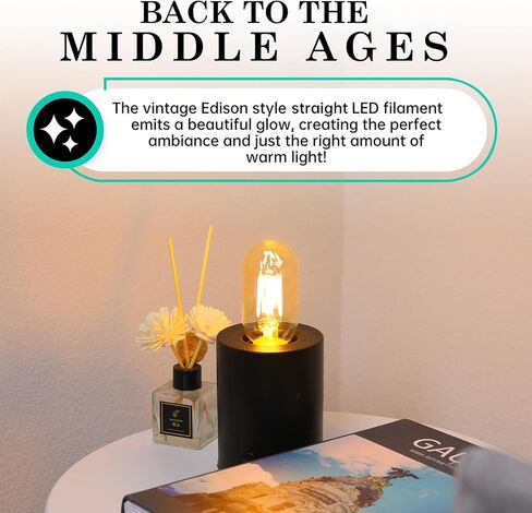 AMDTU خمر LED اديسون لمبة خيوط دوامة رقيقة جدا غير قابلة للتعتيم، 25 واط أنبوبي استبدال لمبة الضوء المتوهجة الناعمة الدافئة 2200K، T45 العنبر الزجاج الرجعية LED لمبة 4W، E26 قاعدة 120V 4 حزمة in Kuwait