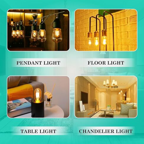 AMDTU خمر LED اديسون لمبة خيوط دوامة رقيقة جدا غير قابلة للتعتيم، 25 واط أنبوبي استبدال لمبة الضوء المتوهجة الناعمة الدافئة 2200K، T45 العنبر الزجاج الرجعية LED لمبة 4W، E26 قاعدة 120V 4 حزمة in Kuwait