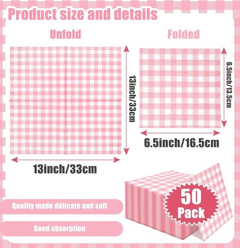 SietDESEO 50 Pieces 3-ply Yellow Gingham Napkins Guest Hand Towels Cocktail Napkins Paper Napkins for Dinner Wedding Birthday Party Beverage Napkins Disposable in Saudi Arabia