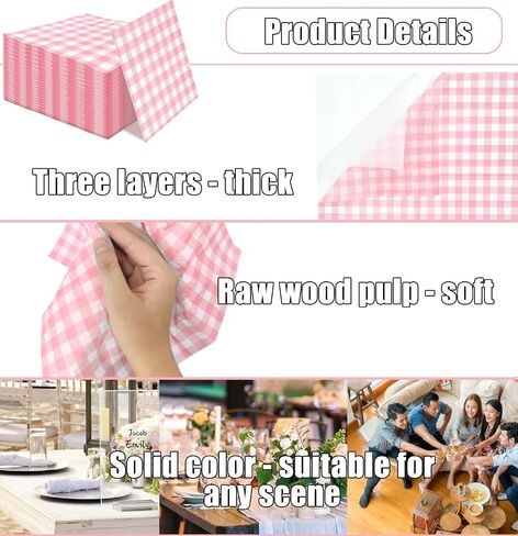 SietDESEO 50 Pieces 3-ply Yellow Gingham Napkins Guest Hand Towels Cocktail Napkins Paper Napkins for Dinner Wedding Birthday Party Beverage Napkins Disposable in Saudi Arabia