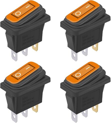 Weideer 4 قطعة مفتاح الروك مقاوم للماء تشغيل/إيقاف 12 فولت أصفر LED 3Pin 2 موقف SPST التيار المتناوب 6A 250 فولت 10A 125 فولت قارب التبديل KCD3-101NW-Y in Kuwait