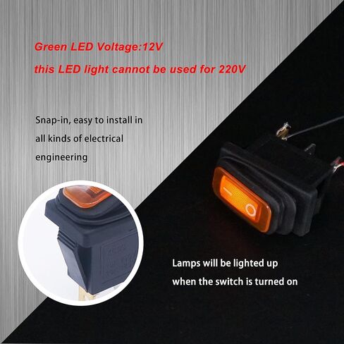 Weideer 4 قطعة مفتاح الروك مقاوم للماء تشغيل/إيقاف 12 فولت أصفر LED 3Pin 2 موقف SPST التيار المتناوب 6A 250 فولت 10A 125 فولت قارب التبديل KCD3-101NW-Y in Kuwait