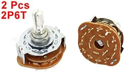 uxcell 2 Pcs 2P6T 2 Pole 6 Position 6mm Knurled Shaft Band Rotary Switch in Saudi Arabia
