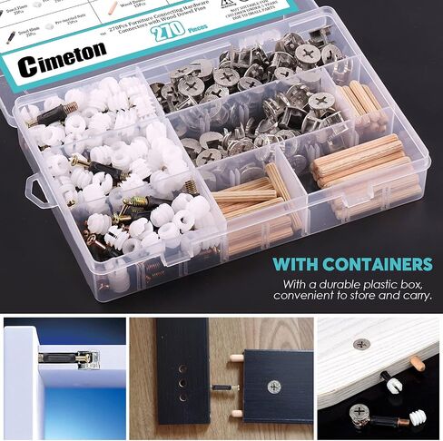 120Pcs Furniture Connecting Hardware Connectors Assortment Kit Including Cam Fitting Wood Dowel Pins and Pre-Inserted Nut and Furniture Crib Screws in Saudi Arabia