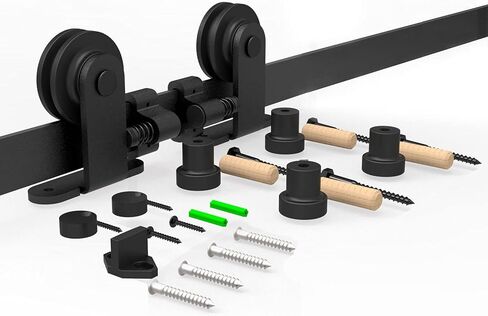 5FT Heavy Duty Sliding Barn Door Hardware Kit Top Mount Black T Shape Roller Hanger Set for Single Door Use in Saudi Arabia