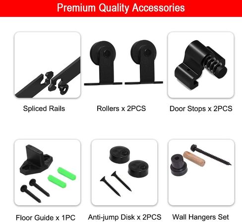 5FT Heavy Duty Sliding Barn Door Hardware Kit Top Mount Black T Shape Roller Hanger Set for Single Door Use in Saudi Arabia