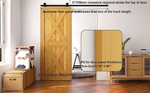 5FT Heavy Duty Sliding Barn Door Hardware Kit Top Mount Black T Shape Roller Hanger Set for Single Door Use in Saudi Arabia