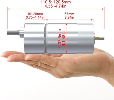 DC 12V 60RPM Gear Motor High Torque Electric Micro Speed Reduction Geared Motor Eccentric Output Double Shaft 37mm Diameter Gearbox (GB37-555-12-61) in Saudi Arabia