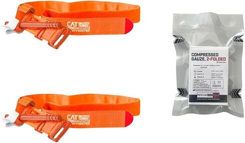 Rescue Essentials Bleeding Control Combo with Compressed Gauze and (2) Combat Application Tourniquets (Black) in Saudi Arabia