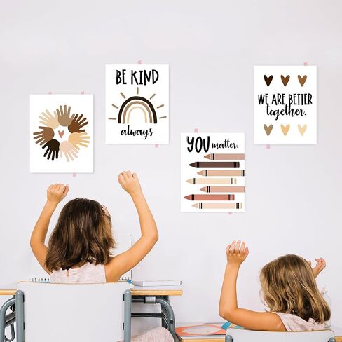 ZHUKEXK Kids تأكيد جدار الفن لديكور الفصول الدراسية، ملصقات عقلية النمو، أنت مهم/كن لطيفًا دائمًا مطبوعات فنية قماشية، تأكيدات إيجابية لديكور حضانة الأطفال، 4 مجموعات (8 × 10 بوصة غير مؤطرة) in Saudi Arabia