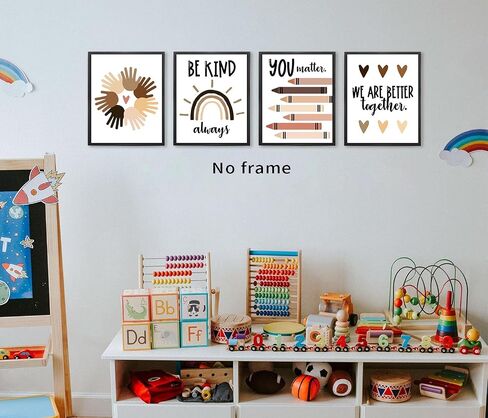 ZHUKEXK Kids تأكيد جدار الفن لديكور الفصول الدراسية، ملصقات عقلية النمو، أنت مهم/كن لطيفًا دائمًا مطبوعات فنية قماشية، تأكيدات إيجابية لديكور حضانة الأطفال، 4 مجموعات (8 × 10 بوصة غير مؤطرة) in Saudi Arabia