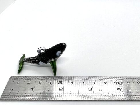 Orca Killer Whale Miniature Figurines Animals Hand Blown Glass Art Collectible Gift Home Décor Christmas Decorate Wall Hanging (Black Gold) in Saudi Arabia