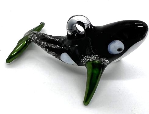 Orca Killer Whale Miniature Figurines Animals Hand Blown Glass Art Collectible Gift Home Décor Christmas Decorate Wall Hanging (Black Gold) in Saudi Arabia