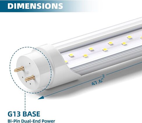 Barrina 8 Packs T8 LED Bulbs 4 Foot G13 24W 6000K Cool Daylight, T8 T10 T12 4FT Fluorescent Light Bulbs, Dual-End Powered, Replacement for Fluorescent Tubes, Remove Ballast, Clear Cover, ETL Listed in Saudi Arabia