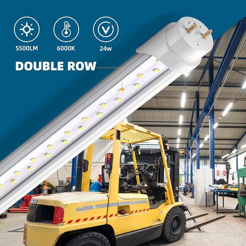 Barrina 8 Packs T8 LED Bulbs 4 Foot G13 24W 6000K Cool Daylight, T8 T10 T12 4FT Fluorescent Light Bulbs, Dual-End Powered, Replacement for Fluorescent Tubes, Remove Ballast, Clear Cover, ETL Listed in Saudi Arabia