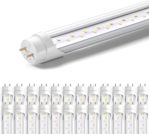 Barrina 8 Packs T8 LED Bulbs 4 Foot G13 24W 6000K Cool Daylight, T8 T10 T12 4FT Fluorescent Light Bulbs, Dual-End Powered, Replacement for Fluorescent Tubes, Remove Ballast, Clear Cover, ETL Listed in Saudi Arabia