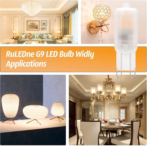 مصابيح G9 LED 2 وات (20 وات 25 وات مكافئ هالوجين) 2700 ك - 3000 ك أبيض دافئ، مصابيح إضاءة ثريا T4 قاعدة قياسية G9 Bi Pin، بدون وميض 120 فولت تيار متردد 200LM 360 درجة زاوية شعاع G9 لمبة إضاءة G9، حزمة غير قابلة للتعتيم من 10 in Saudi Arabia