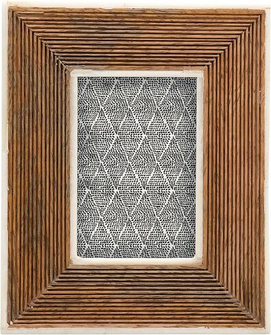 Creative Co-Op Hand-Carved Mango Wood Photo Frame with Bone Border & Ribbed Pattern, Natural (Holds 2" x 3" Photo) in Saudi Arabia