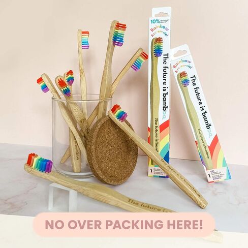 Rainbow Toothbrush for Kids, Pack of 4 Children’s Bamboo Toothbrushes Eco Friendly Biodegradable Wooden Handle Tooth Brush with Soft Wave Bristles in Saudi Arabia