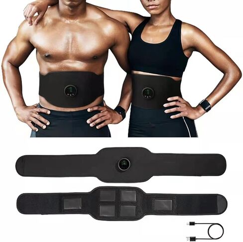 ABS Stimulator Muscle Toner Workout Portable Fitness Equipment Stimulator Home Office Fitness Workout Equipment for Abdomen Black in Saudi Arabia