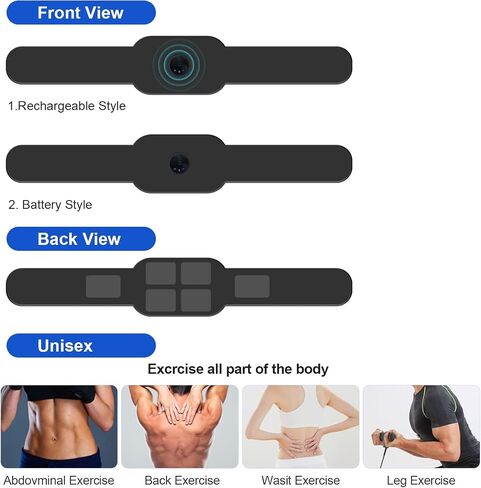 ABS Stimulator Muscle Toner Workout Portable Fitness Equipment Stimulator Home Office Fitness Workout Equipment for Abdomen Black in Saudi Arabia