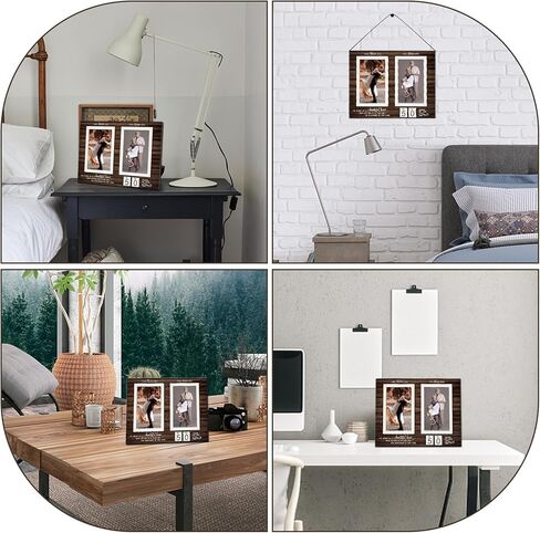 Then & Now Anniversary Picture Frame ,Holds 2 4x6 Inches Photos ,Personalized 1-99 Years 25th 40t 50th Wedding Gift Wood Photo Frames ,Picture Frame for Wall and Tabletop Display,Engagement Bridal in Saudi Arabia