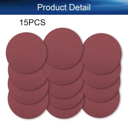 Auniwaig 15PCS 40 Grits Hook and Loop Pads Sanding Disc 8-Inch NO-Hole,Aluminum Oxide Round Flocking Sandpaper for Sanding Grinder Polishing Accessories in Saudi Arabia