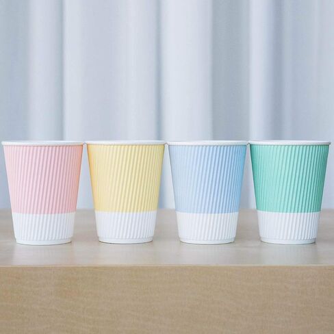 Disposable Coffee Cups With Lids - 12 oz To Go Coffee Cup With Lid (80 Set). Durable Togo Travel Paper Hot Cups Insulated For Hot and Cold Beverage Drinks, No Sleeves Needed (Assorted) in Saudi Arabia