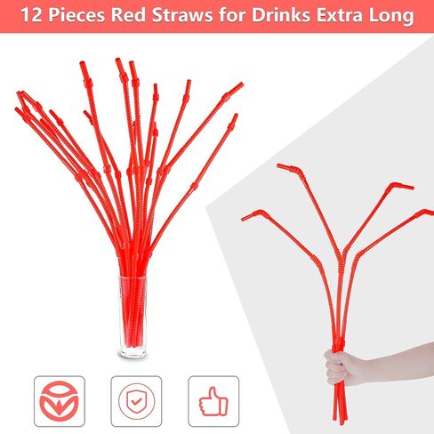 Geiserailie 12 Pieces Flexible Drinking Straws Extra Long Bendy Plastic Straws for Party Camping Limited Mobility Situations Dishwasher(Clear, 22 Inches) in Saudi Arabia