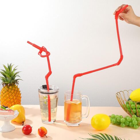 Geiserailie 12 Pieces Flexible Drinking Straws Extra Long Bendy Plastic Straws for Party Camping Limited Mobility Situations Dishwasher(Clear, 22 Inches) in Saudi Arabia