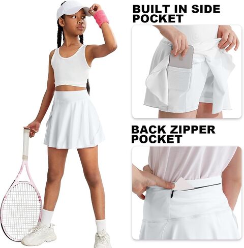 OEBLD Girls Flowy Athletic Shorts Skirts High Waist Butterfly 2 in 1 Running Tennis Active Sports Ruffle Skort with Pockets in Saudi Arabia