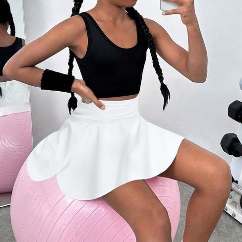 OEBLD Girls Flowy Athletic Shorts Skirts High Waist Butterfly 2 in 1 Running Tennis Active Sports Ruffle Skort with Pockets in Saudi Arabia