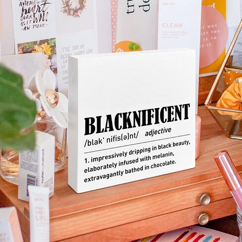 Black Women Girl Art Desk Decor, African American Decor for Home Office Black Queen Living Room Bedroom Afro Women Decoration, Inspirational Black Women Gifts, Melanin Drippin, Wooden Box Sign in Saudi Arabia