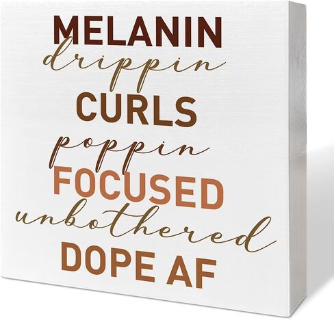 Black Women Girl Art Desk Decor, African American Decor for Home Office Black Queen Living Room Bedroom Afro Women Decoration, Inspirational Black Women Gifts, Melanin Drippin, Wooden Box Sign in Saudi Arabia