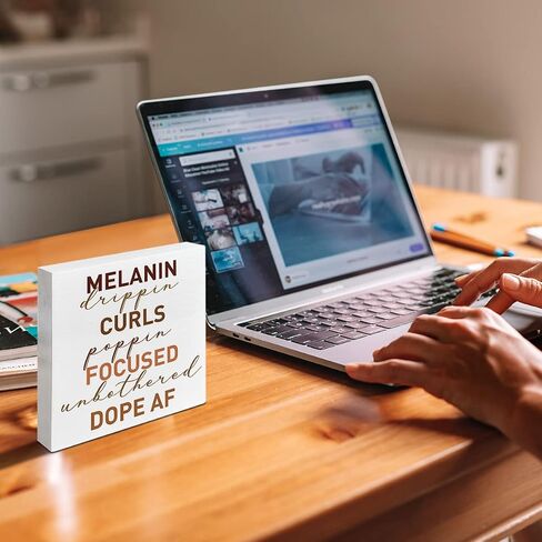 Black Women Girl Art Desk Decor, African American Decor for Home Office Black Queen Living Room Bedroom Afro Women Decoration, Inspirational Black Women Gifts, Melanin Drippin, Wooden Box Sign in Saudi Arabia