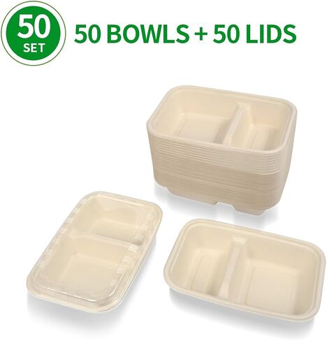 50 Pack 32 oz Paper Meal Prep Bowls with Lids for Salad, Pasta, Nacho, Burrito, Paper Meal Prep Container Take Out Food Container with Lid (50 bowls 50 lids) in Saudi Arabia