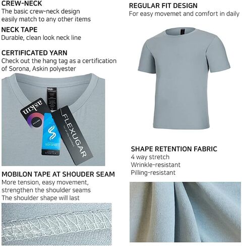Men's T-Shirts Premium Crew Neck Tee, Short Sleeve T-Shirts for Men Casual Tee- Soft Cool Wicking Quick Dry UPF 50+ in Saudi Arabia