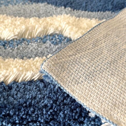 4x2ft Tufted Ocean Waves Area Rug for Bedside Bathroom Living Room, 3D High-Low Pile Absorbent Machine Washable with Nonslip Backing in Saudi Arabia